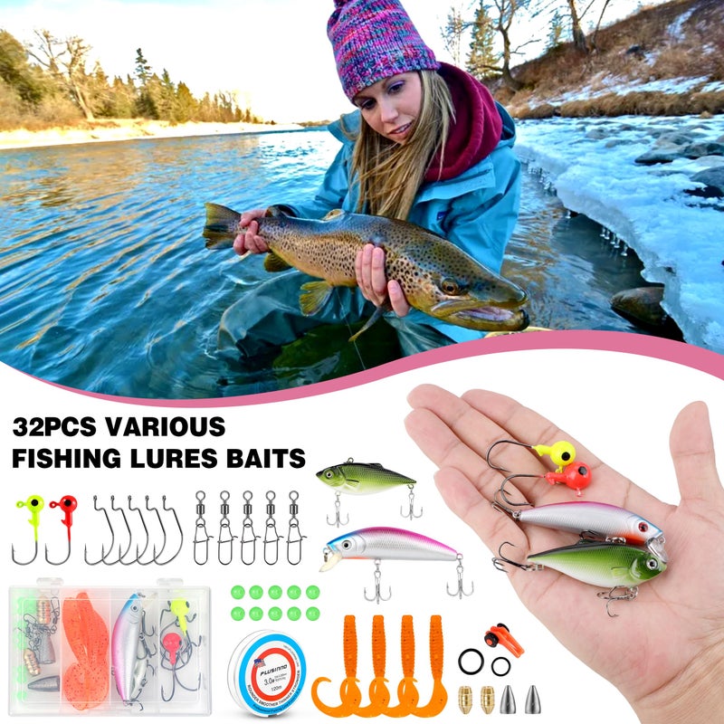 PLUSINNO Fishing Rod and Reel Combos, Fishing Gear Gifts for Women with Spinning Reel, Lures, Line, Pink Ladies Telescopic Pole Kit Designed for Girls Adults by PLUSINNO - Image 5